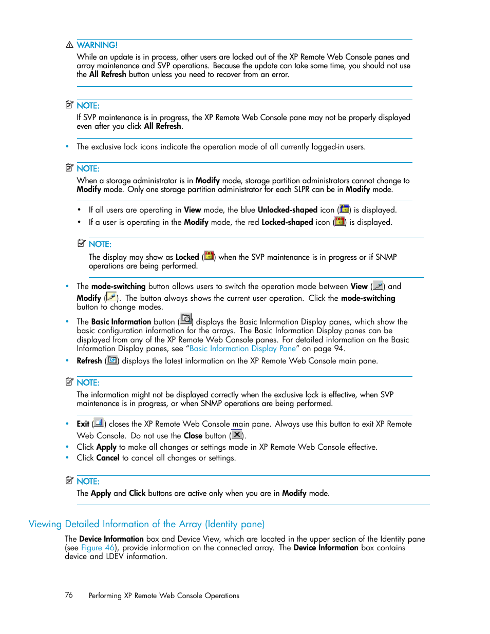 Viewing detailed information of the arra | HP StorageWorks XP10000 Disk Array User Manual | Page 76 / 178