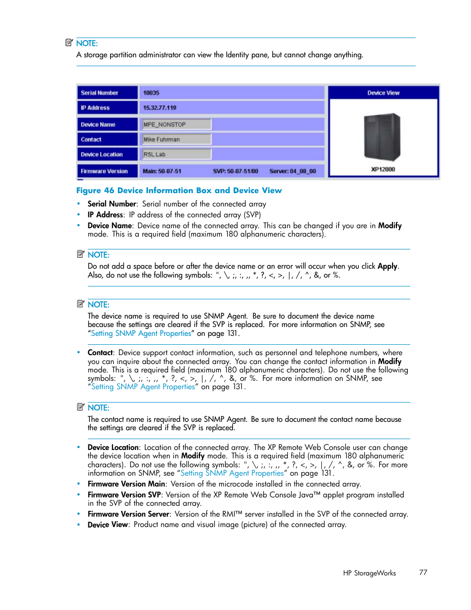 46 device information box and device view, Figure 46 | HP StorageWorks XP10000 Disk Array User Manual | Page 77 / 178