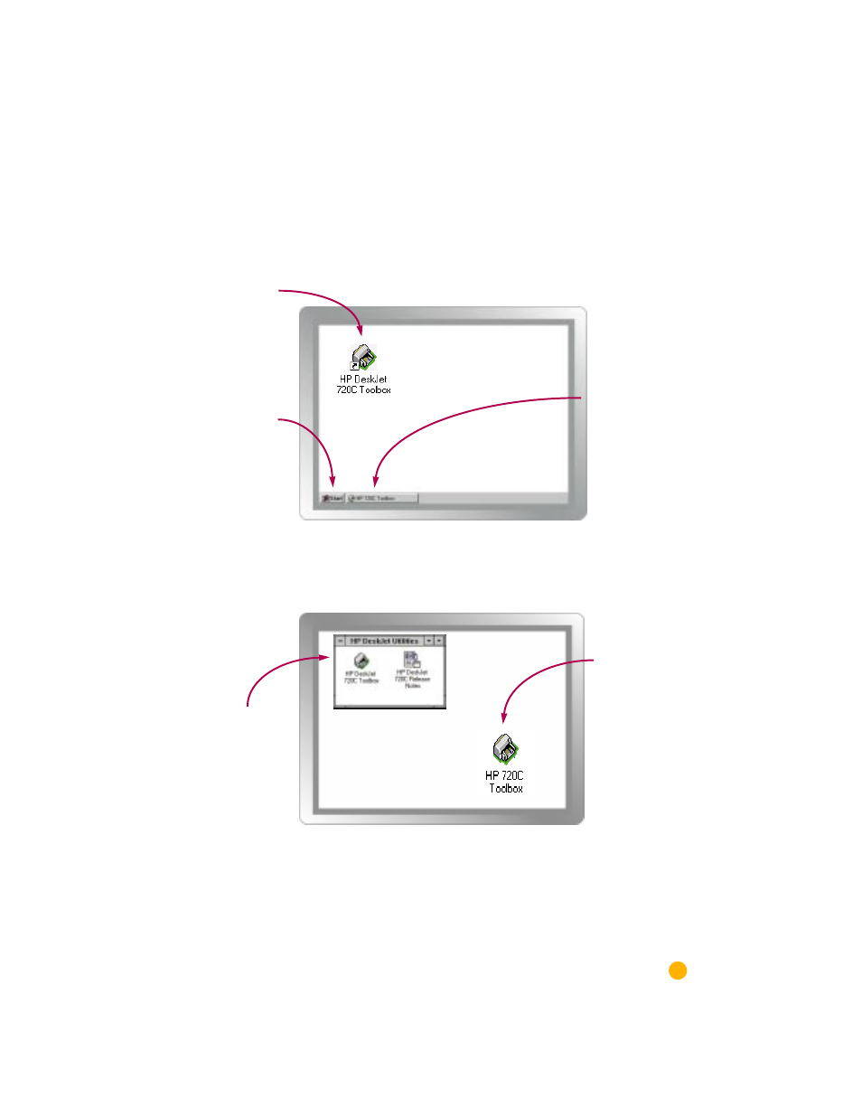 The hp toolbox: how to find it, Windows 95 and windows nt 4.0, Windows 3.1x | Hp t, Oolbox, Find | HP Deskjet 720c Printer User Manual | Page 15 / 66