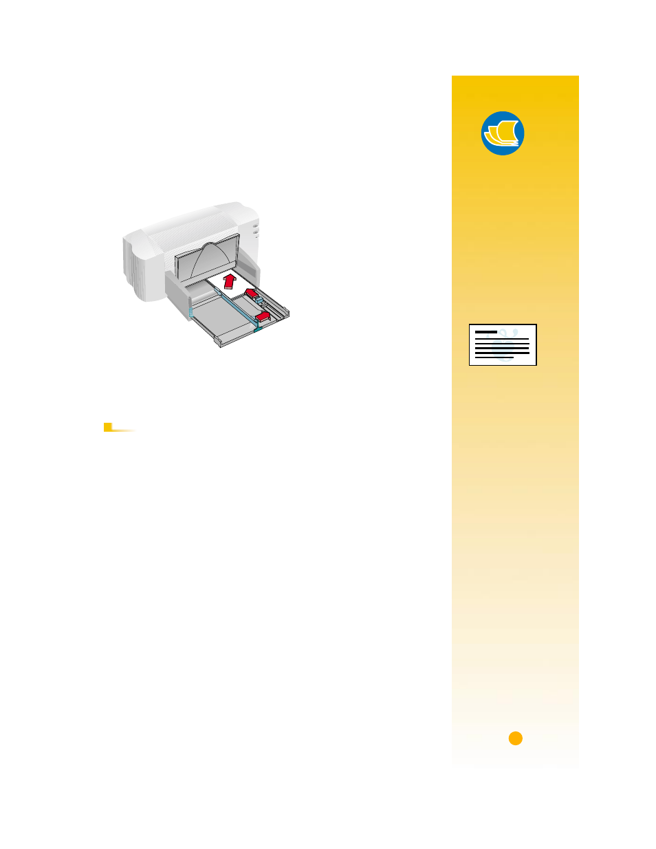 4 slide the green paper adjusters in so that they, 5 push in the in drawer and flip down the out tray, 6 print the cards | Paper pointers | HP Deskjet 720c Printer User Manual | Page 46 / 66