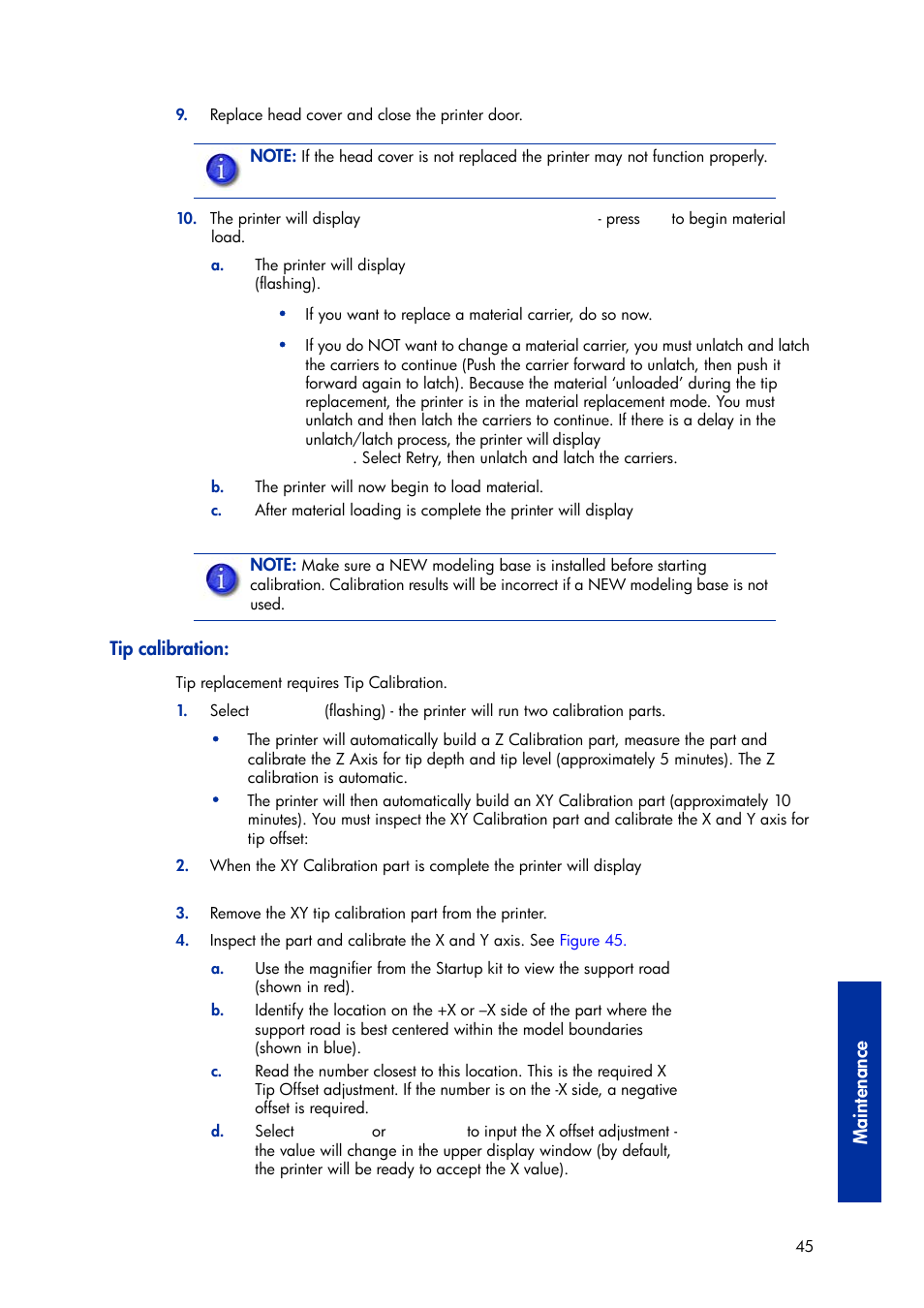 Tip calibration, Maintenance | HP Designjet 3D Printer series User Manual | Page 49 / 75