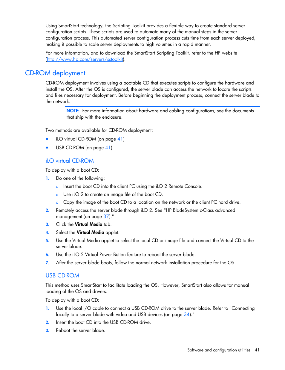 Cd-rom deployment | HP ProLiant BL465c G6 Server-Blade User Manual | Page 41 / 93