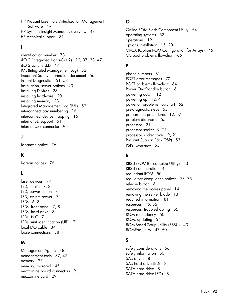 HP ProLiant BL465c G6 Server-Blade User Manual | Page 92 / 93