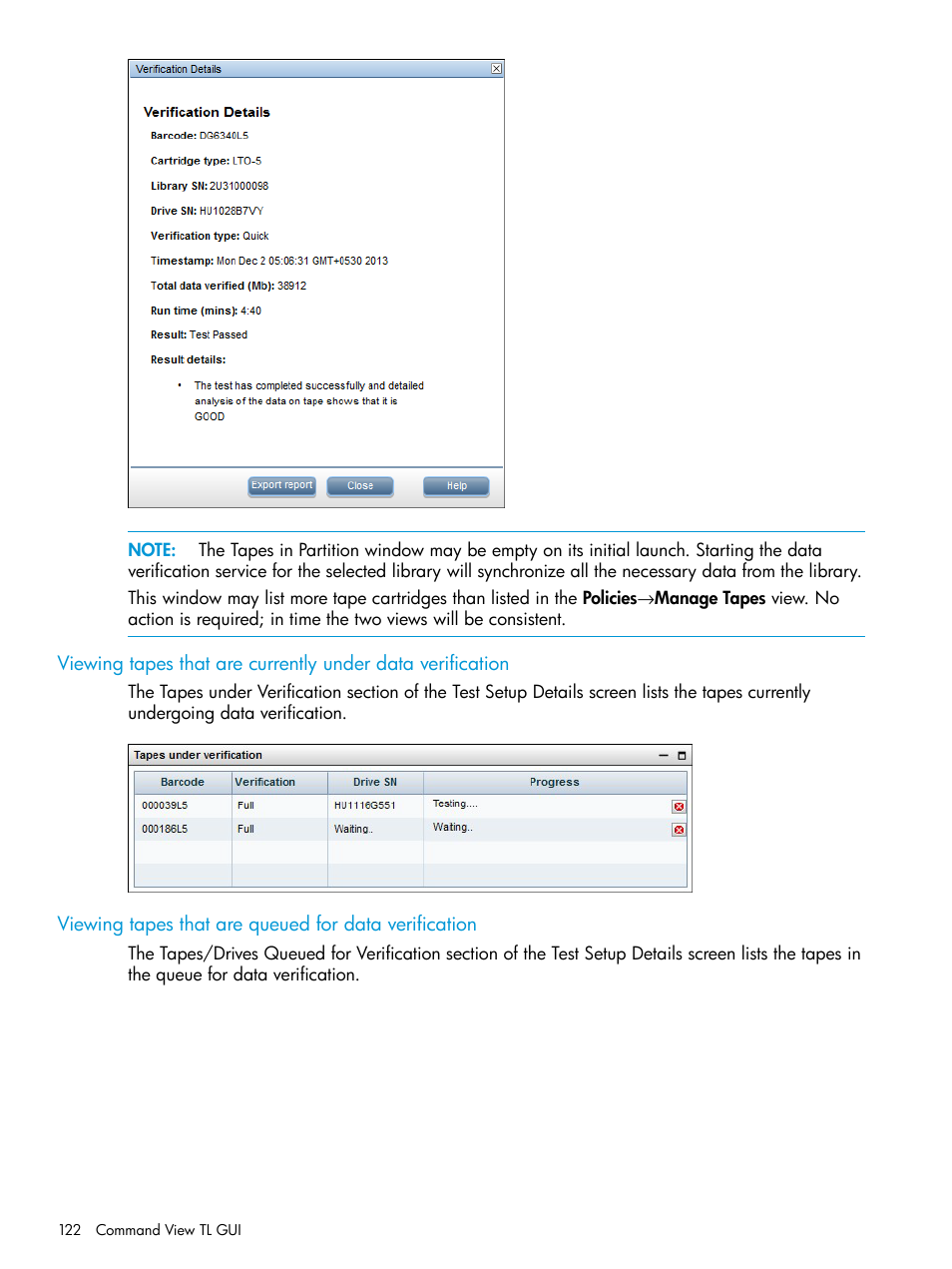 Viewing tapes | HP Command View for Tape Libraries Software User Manual | Page 122 / 276