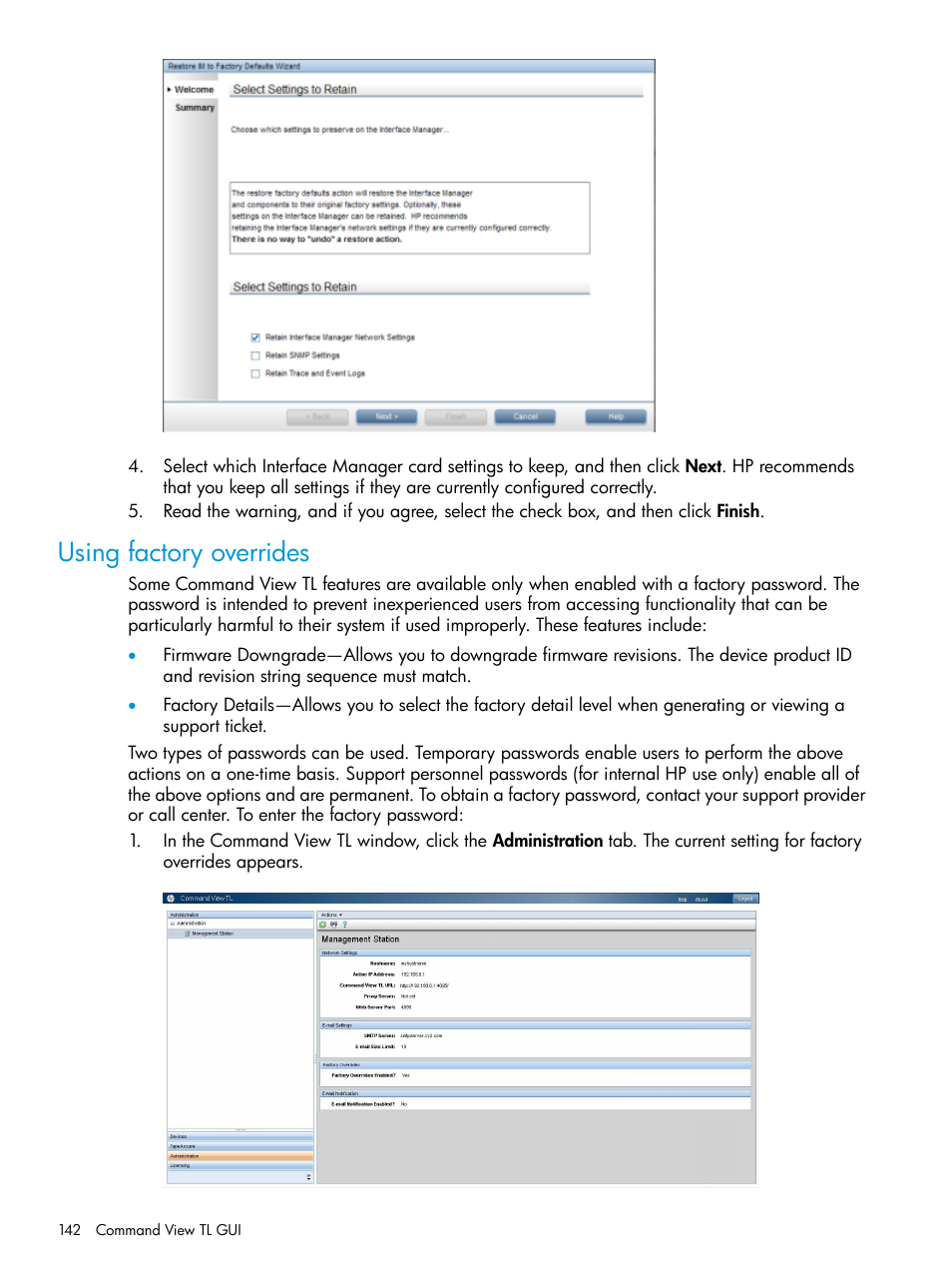 Using factory overrides | HP Command View for Tape Libraries Software User Manual | Page 142 / 276