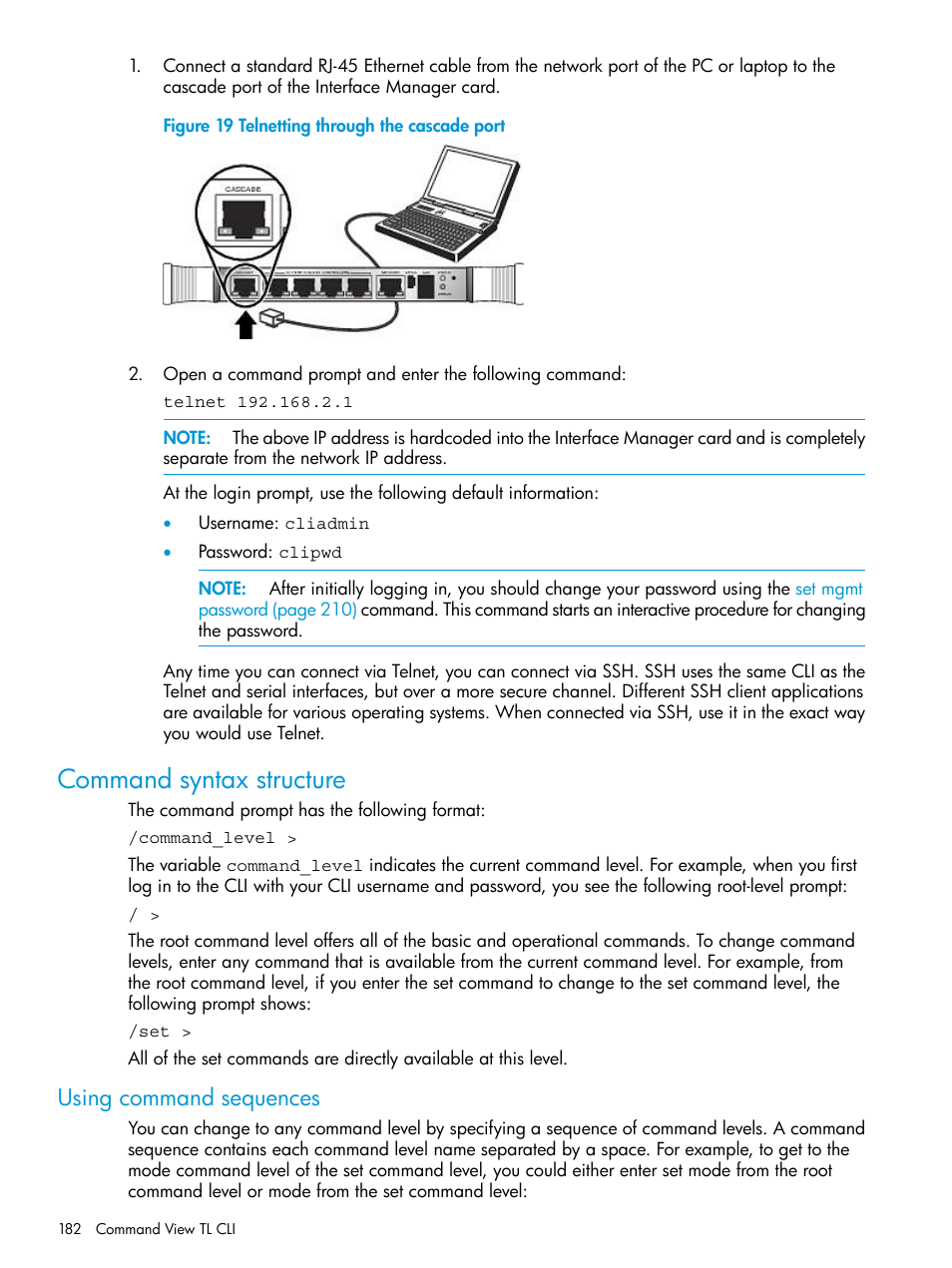 Command syntax structure, Using command sequences | HP Command View for Tape Libraries Software User Manual | Page 182 / 276