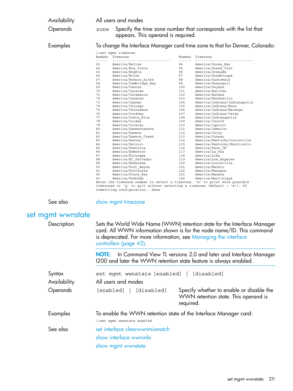 Set mgmt wwnstate | HP Command View for Tape Libraries Software User Manual | Page 211 / 276