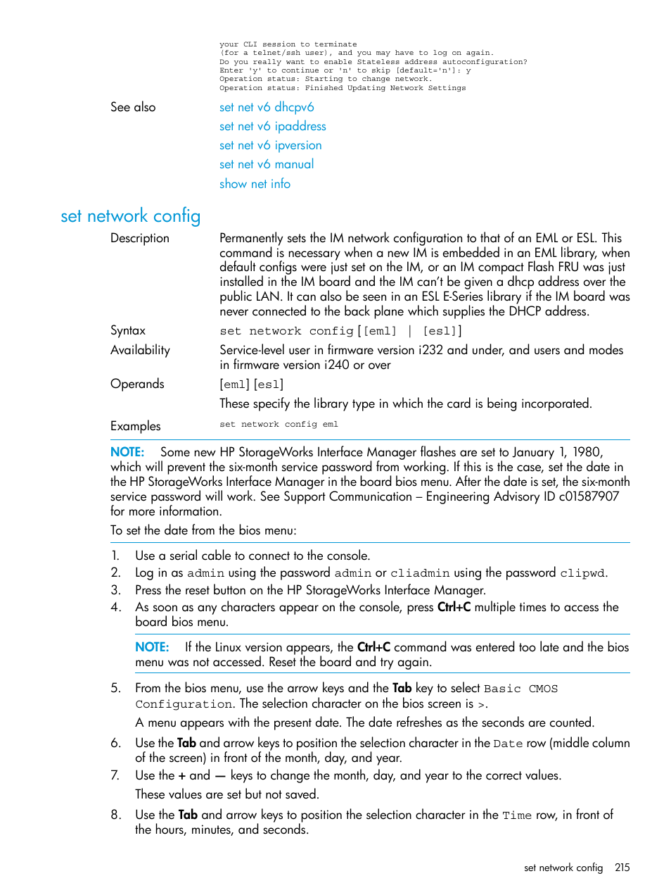 Set network config | HP Command View for Tape Libraries Software User Manual | Page 215 / 276