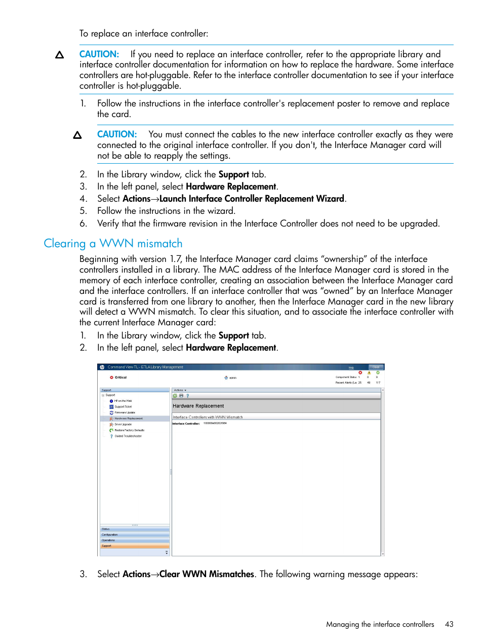 Clearing a wwn mismatch | HP Command View for Tape Libraries Software User Manual | Page 43 / 276