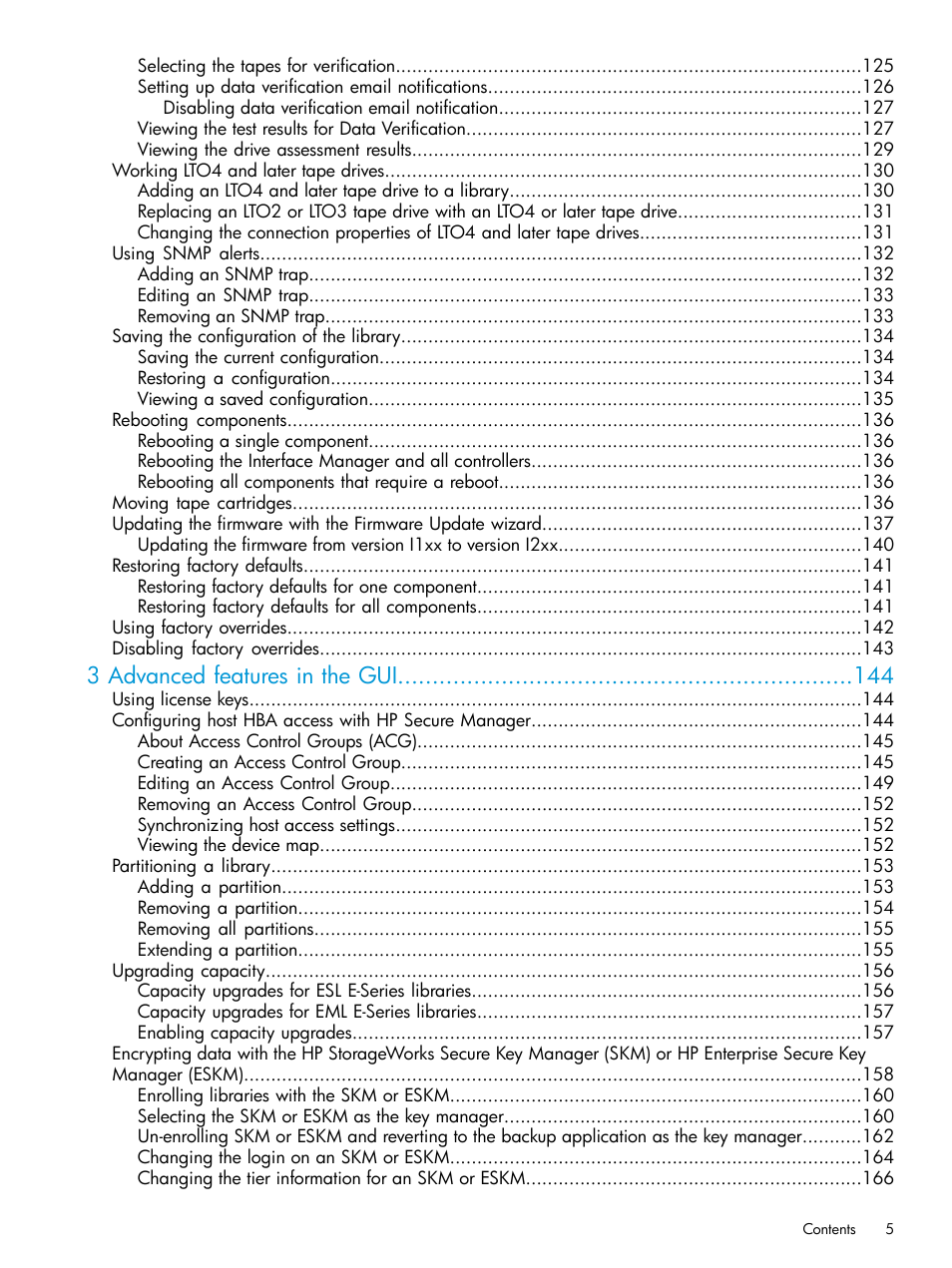 3 advanced features in the gui | HP Command View for Tape Libraries Software User Manual | Page 5 / 276