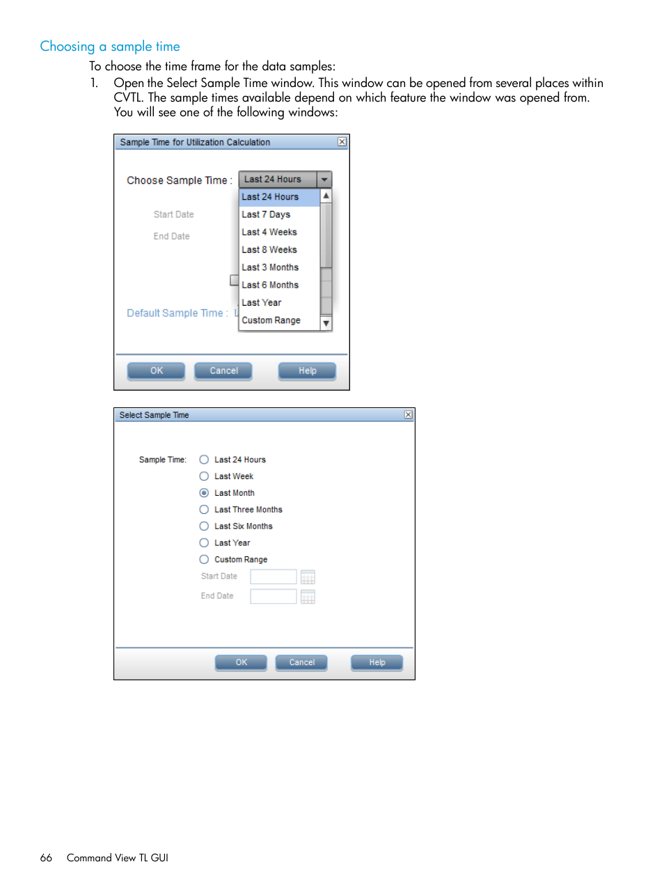 Choosing a sample time | HP Command View for Tape Libraries Software User Manual | Page 66 / 276