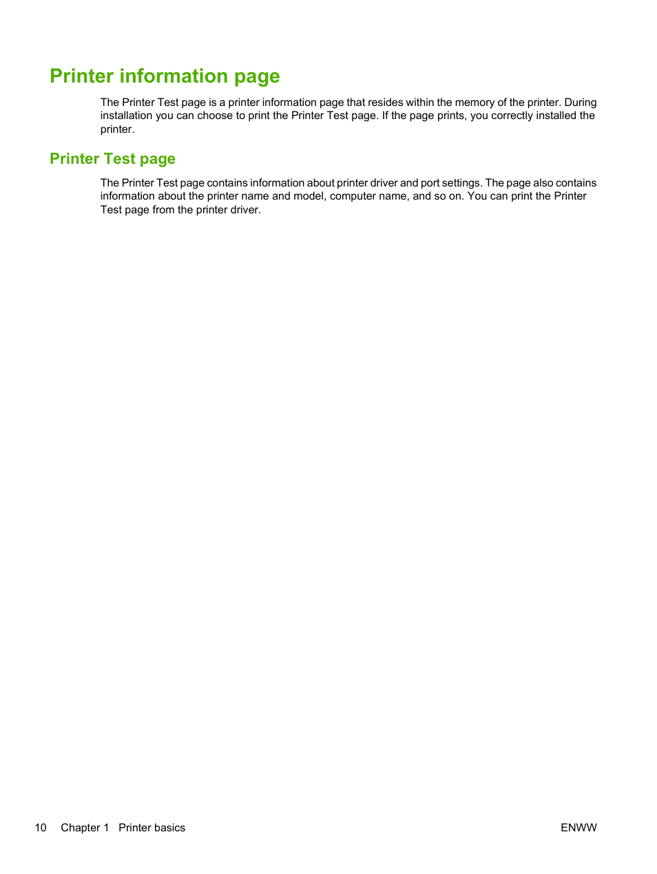 Printer information page | HP LaserJet 1020 Plus Printer User Manual | Page 20 / 114