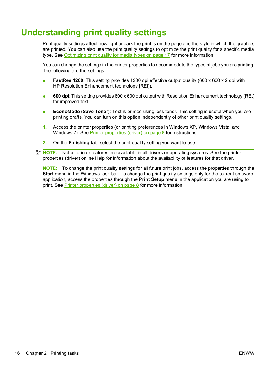 Understanding print quality settings | HP LaserJet 1020 Plus Printer User Manual | Page 26 / 114