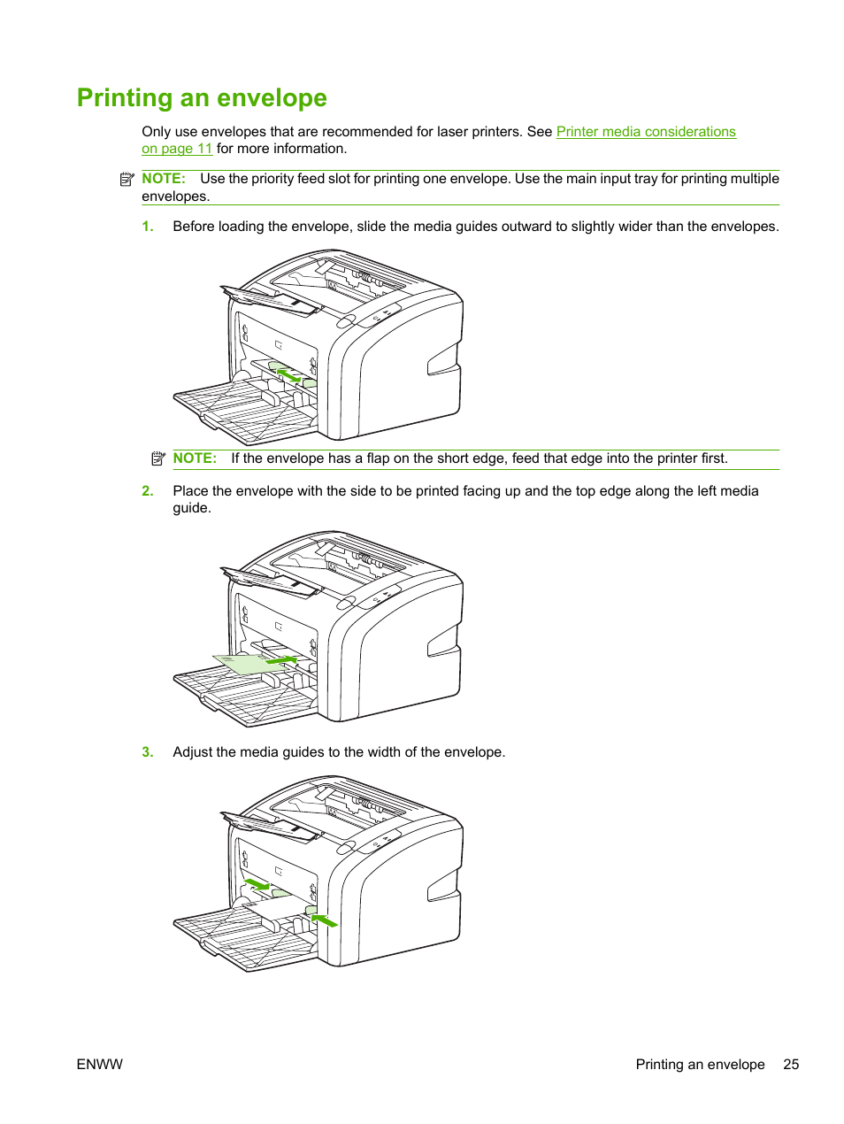 Printing an envelope | HP LaserJet 1020 Plus Printer User Manual | Page 35 / 114