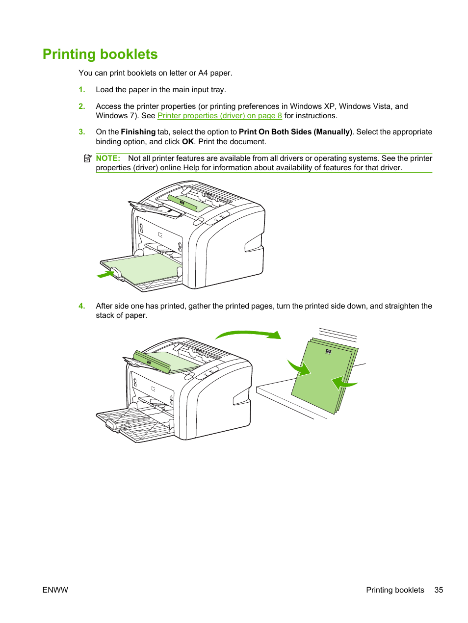 Printing booklets | HP LaserJet 1020 Plus Printer User Manual | Page 45 / 114