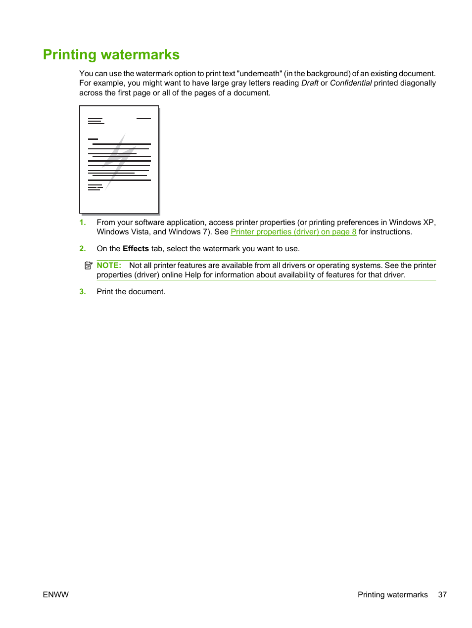 Printing watermarks | HP LaserJet 1020 Plus Printer User Manual | Page 47 / 114