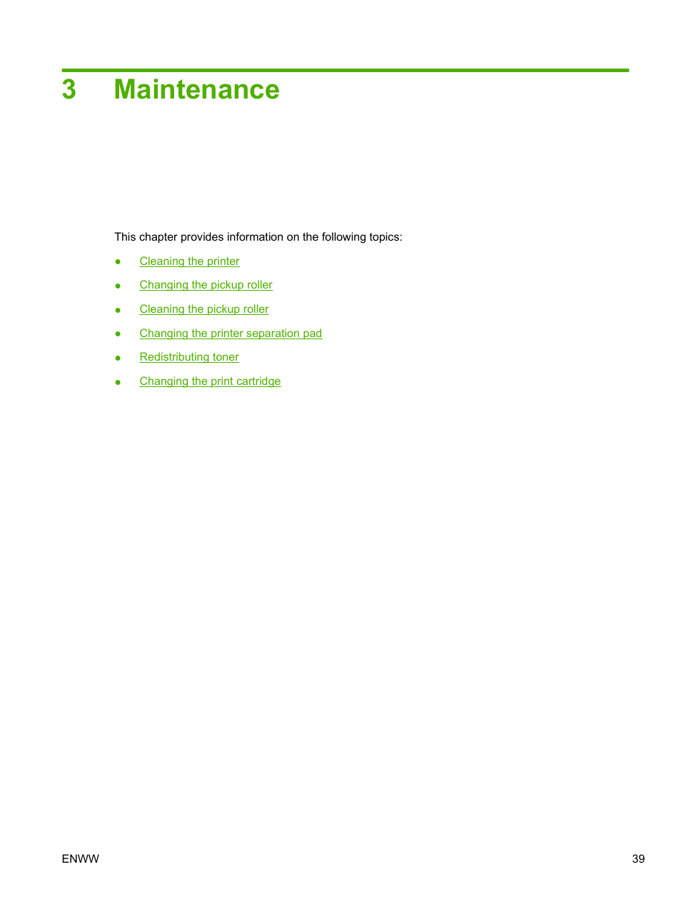 Maintenance, 3 maintenance, 3maintenance | HP LaserJet 1020 Plus Printer User Manual | Page 49 / 114