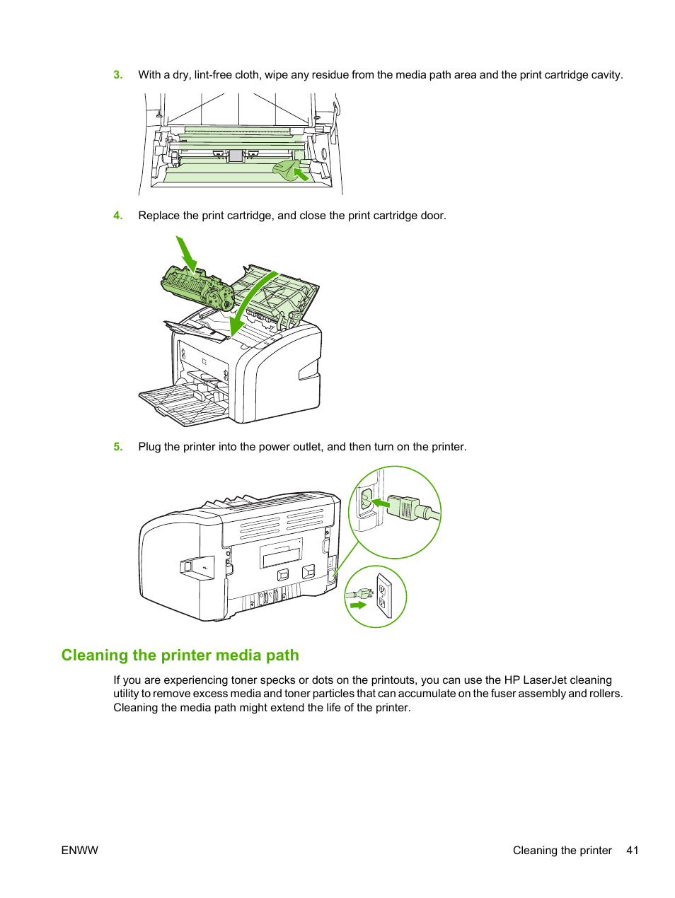 Cleaning the printer media path | HP LaserJet 1020 Plus Printer User Manual | Page 51 / 114