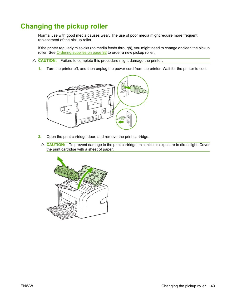Changing the pickup roller | HP LaserJet 1020 Plus Printer User Manual | Page 53 / 114