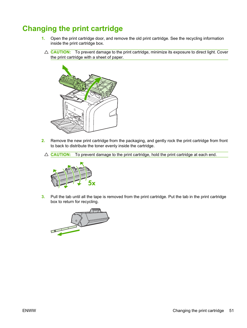 Changing the print cartridge | HP LaserJet 1020 Plus Printer User Manual | Page 61 / 114