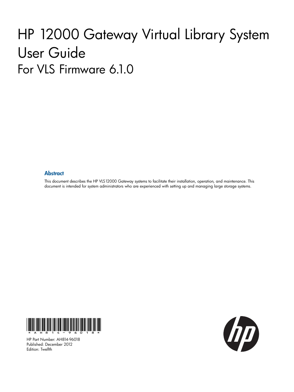 HP 12000 Virtual Library System EVA Gateway User Manual | 207 pages