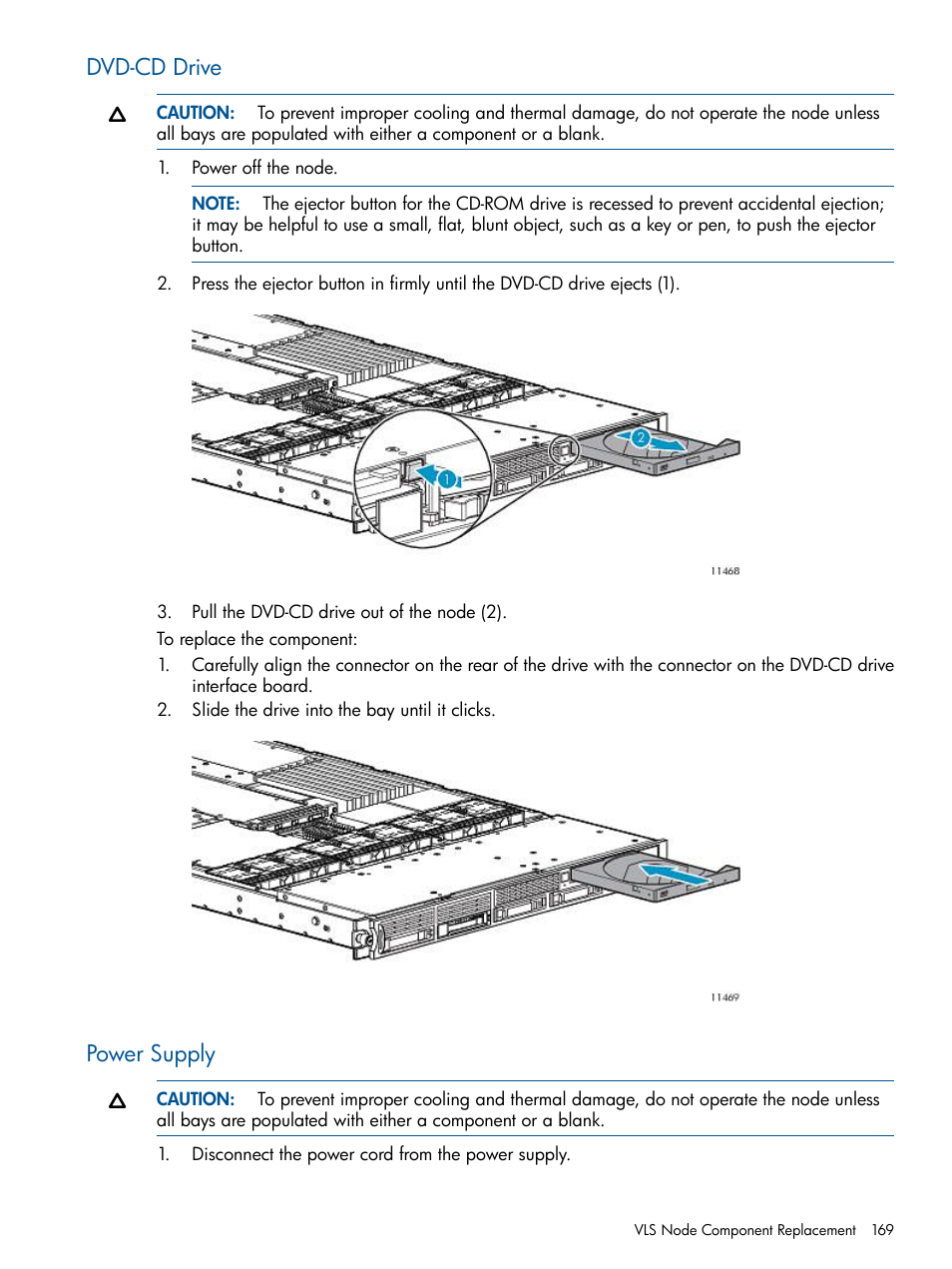 Dvd-cd drive, Power supply, Dvd-cd drive power supply | HP 12000 Virtual Library System EVA Gateway User Manual | Page 169 / 207