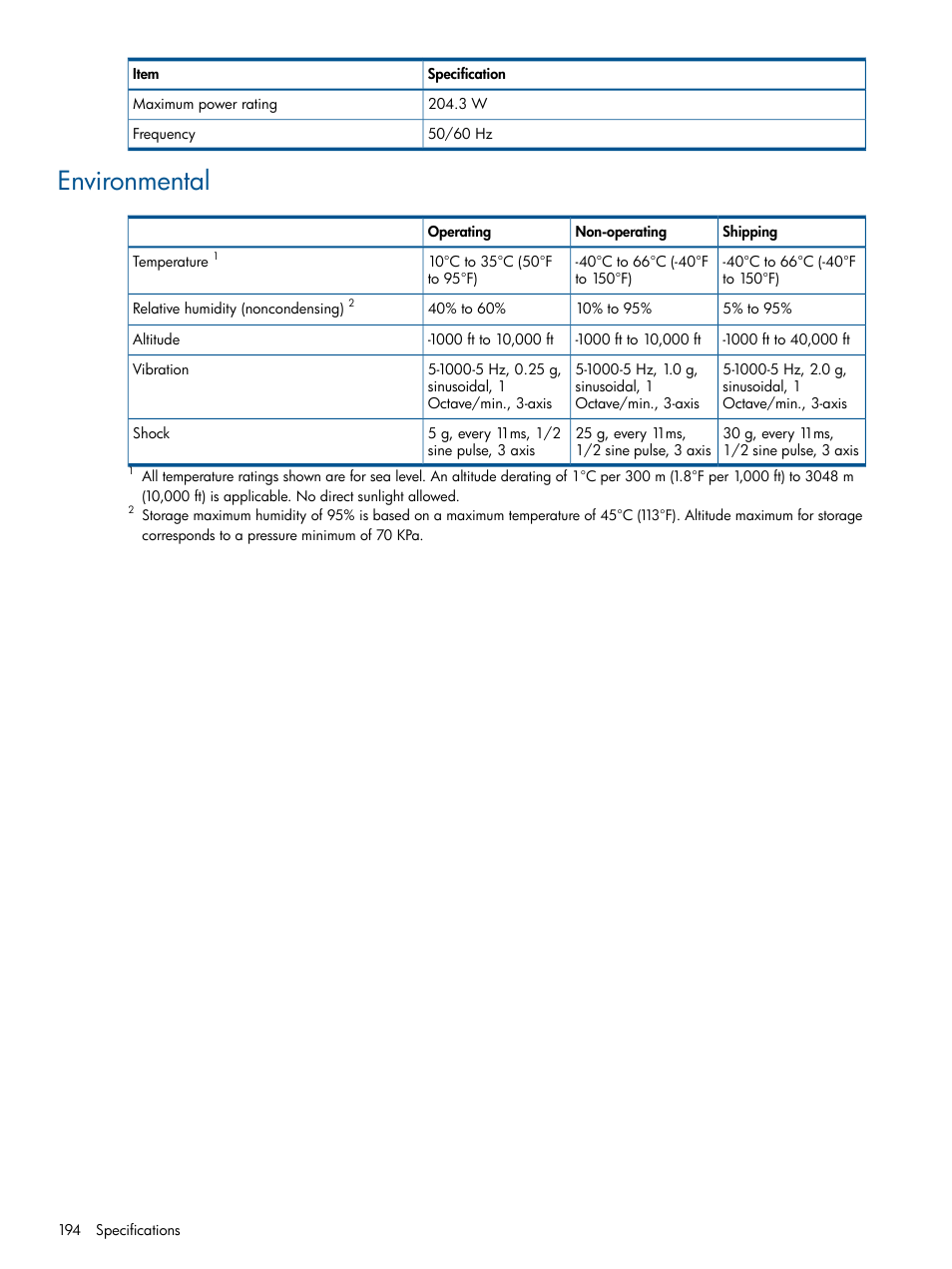 Environmental | HP 12000 Virtual Library System EVA Gateway User Manual | Page 194 / 207