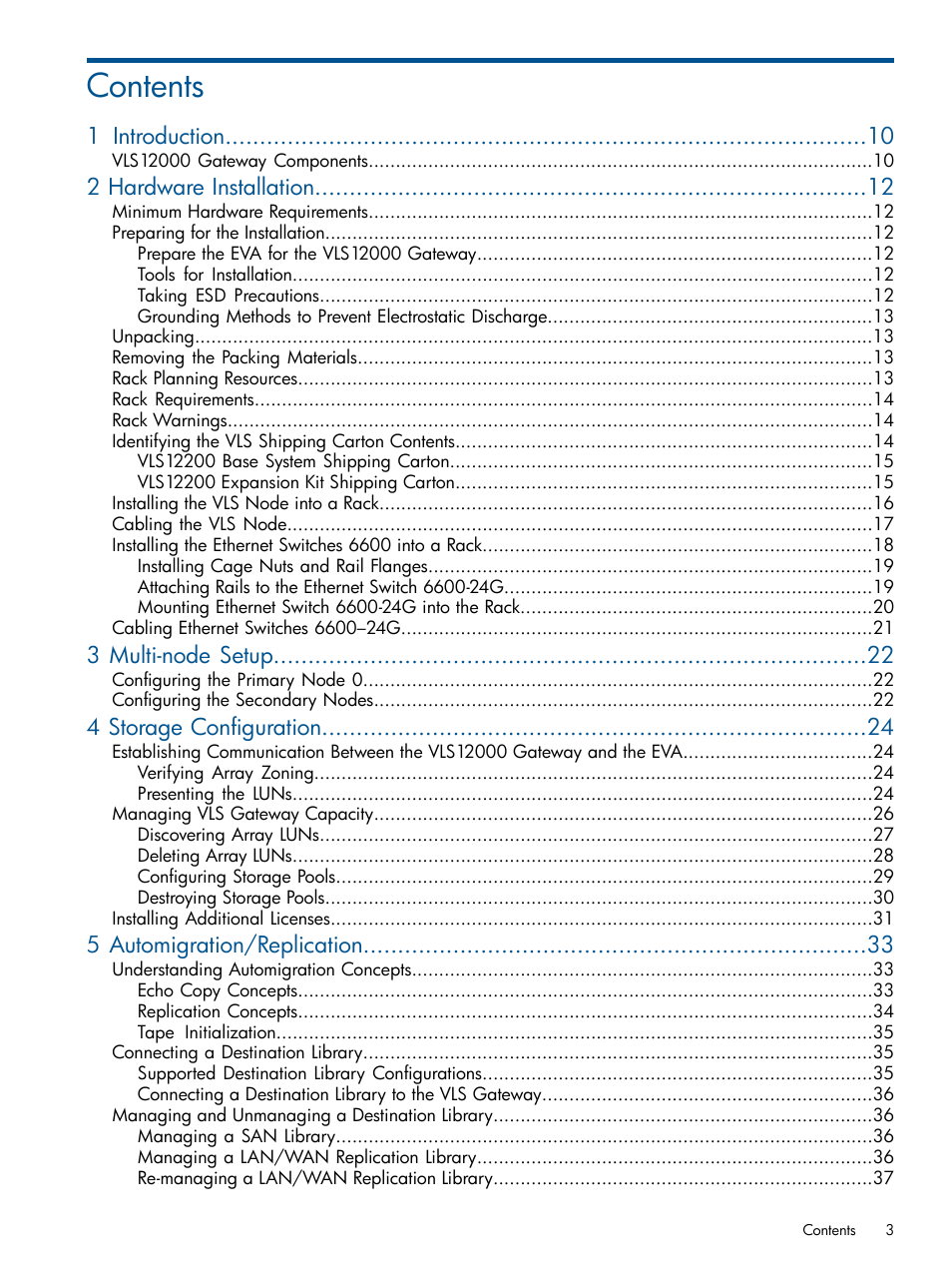 HP 12000 Virtual Library System EVA Gateway User Manual | Page 3 / 207
