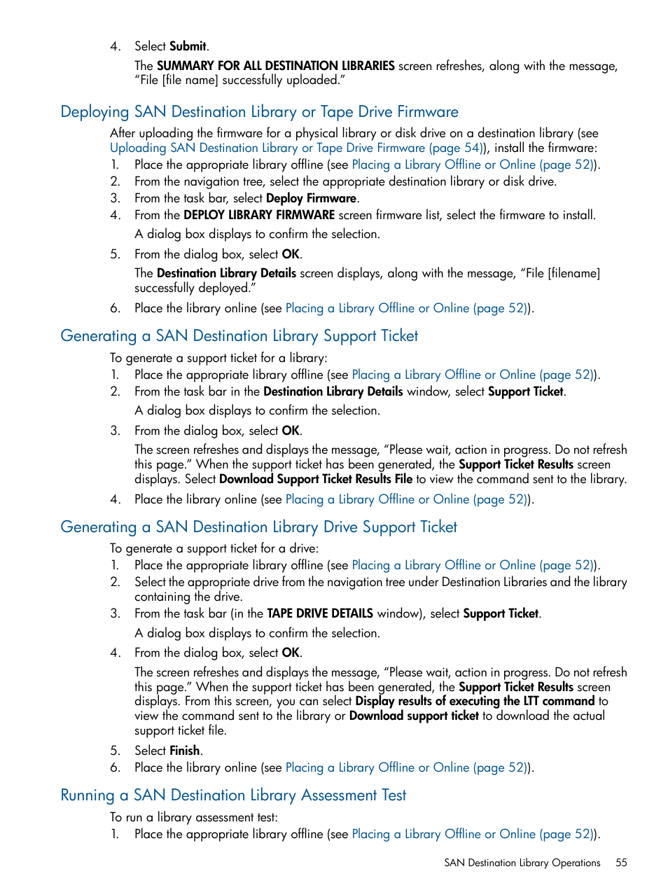 Running a san destination library assessment test | HP 12000 Virtual Library System EVA Gateway User Manual | Page 55 / 207