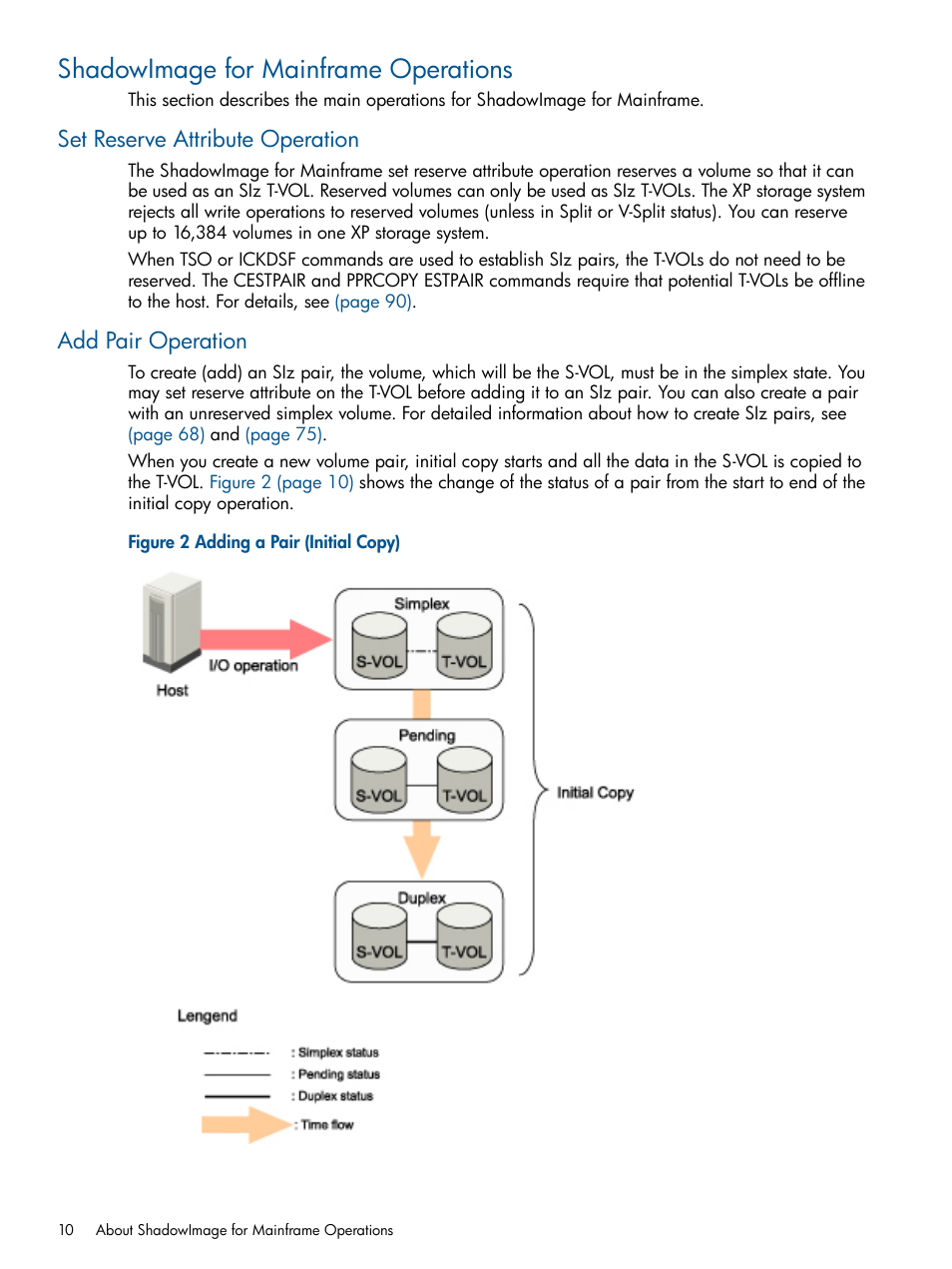 Shadowimage for mainframe operations, Set reserve attribute operation, Add pair operation | Set reserve attribute operation add pair operation | HP StorageWorks XP Remote Web Console Software User Manual | Page 10 / 114