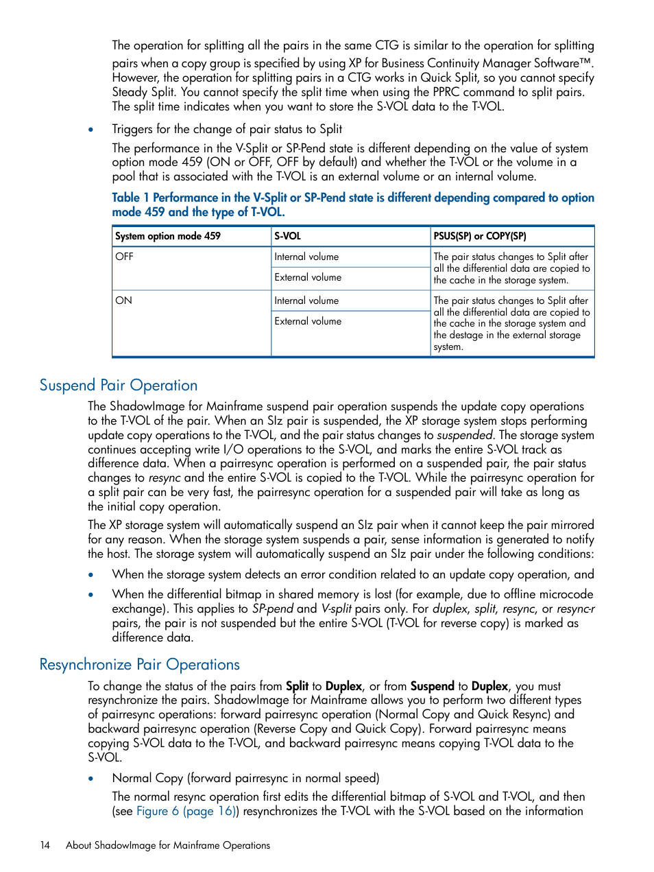 Suspend pair operation, Resynchronize pair operations | HP StorageWorks XP Remote Web Console Software User Manual | Page 14 / 114