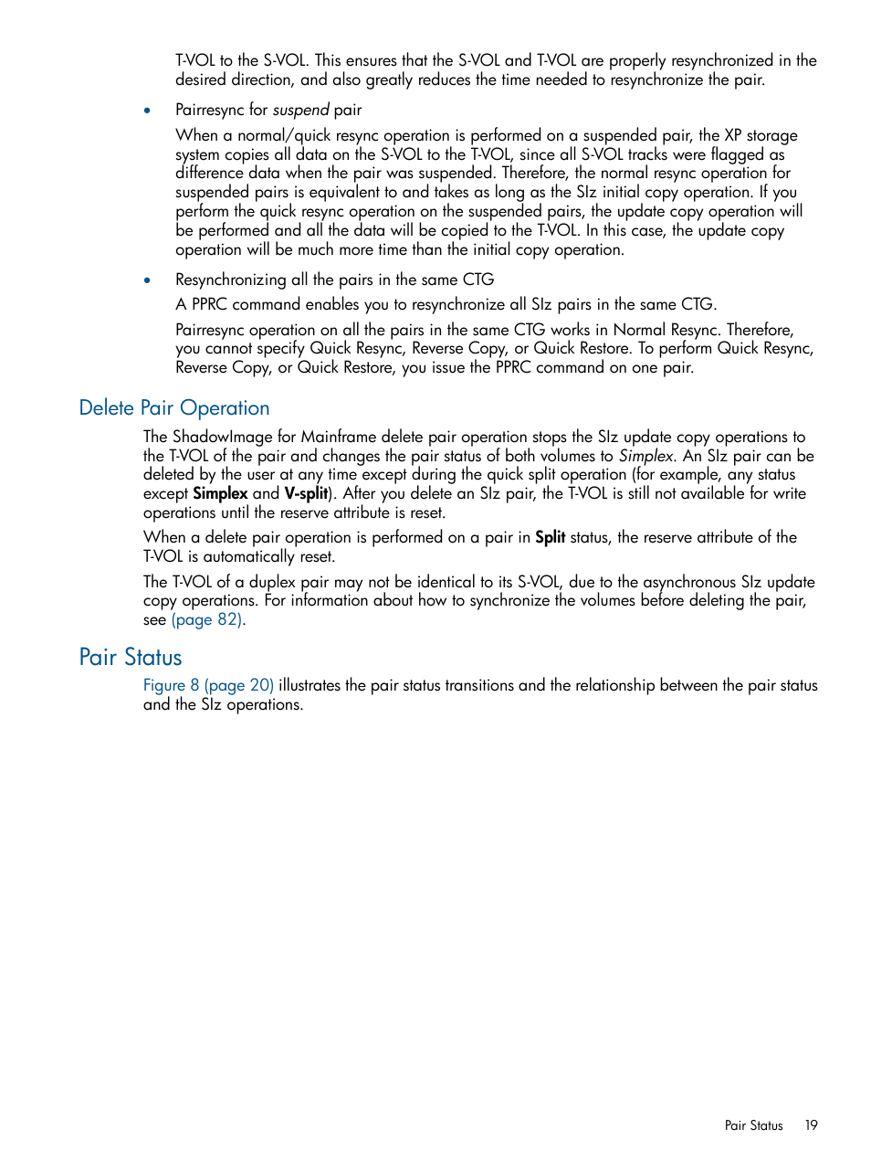 Delete pair operation, Pair status | HP StorageWorks XP Remote Web Console Software User Manual | Page 19 / 114
