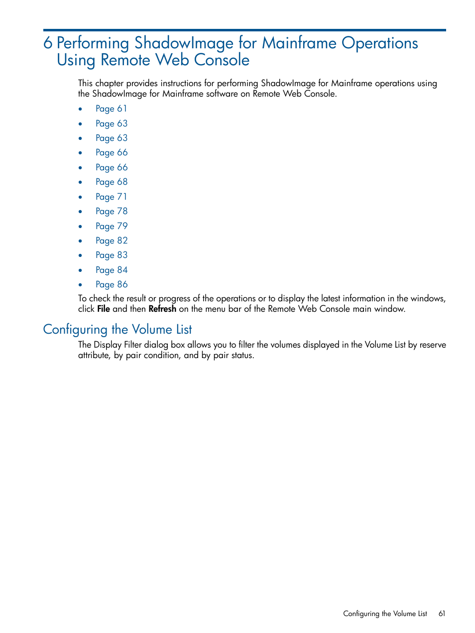 Configuring the volume list | HP StorageWorks XP Remote Web Console Software User Manual | Page 61 / 114