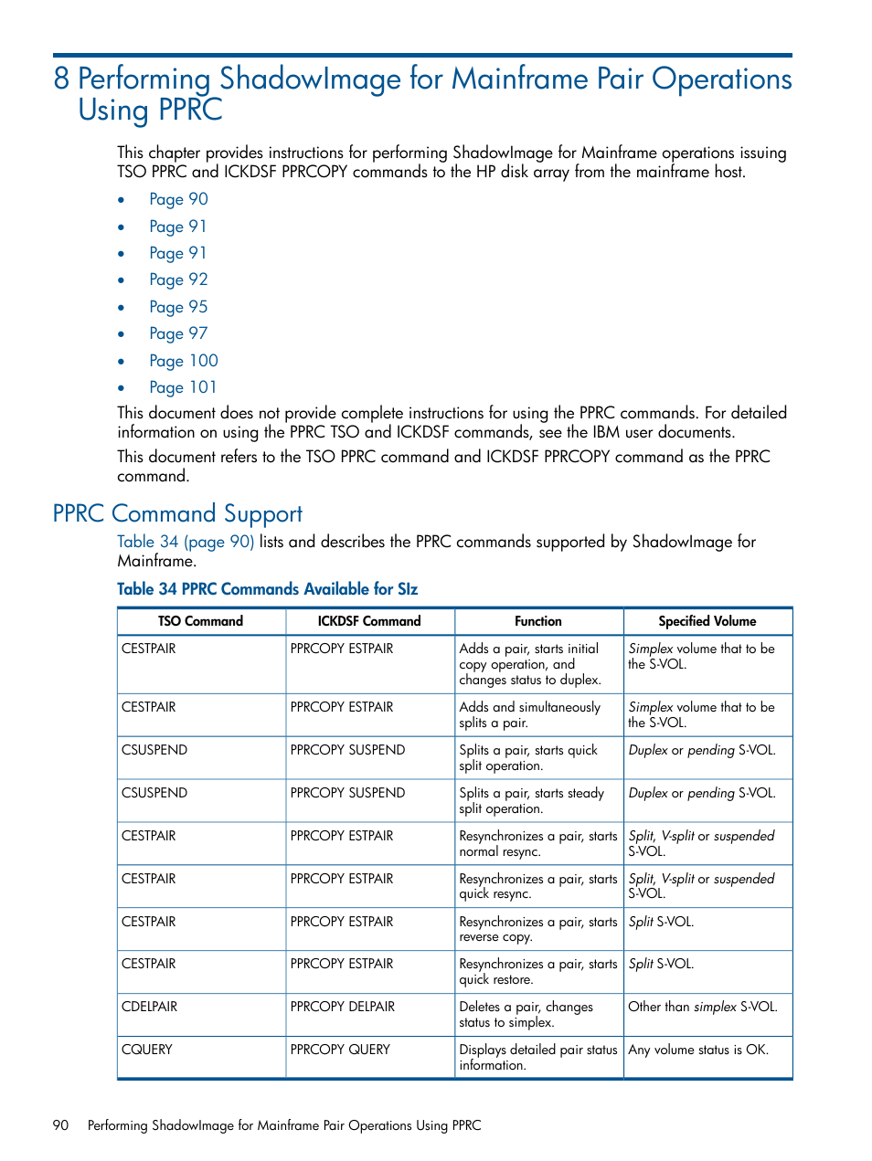 Pprc command support | HP StorageWorks XP Remote Web Console Software User Manual | Page 90 / 114