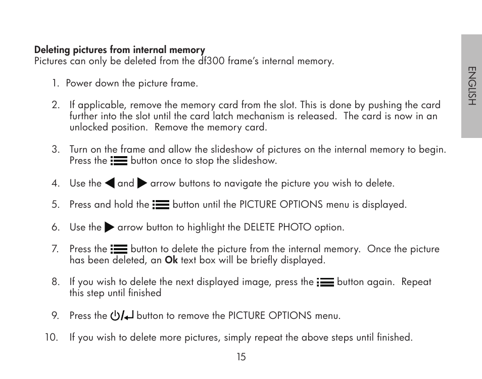HP df300 Digital Picture Frame User Manual | Page 15 / 62