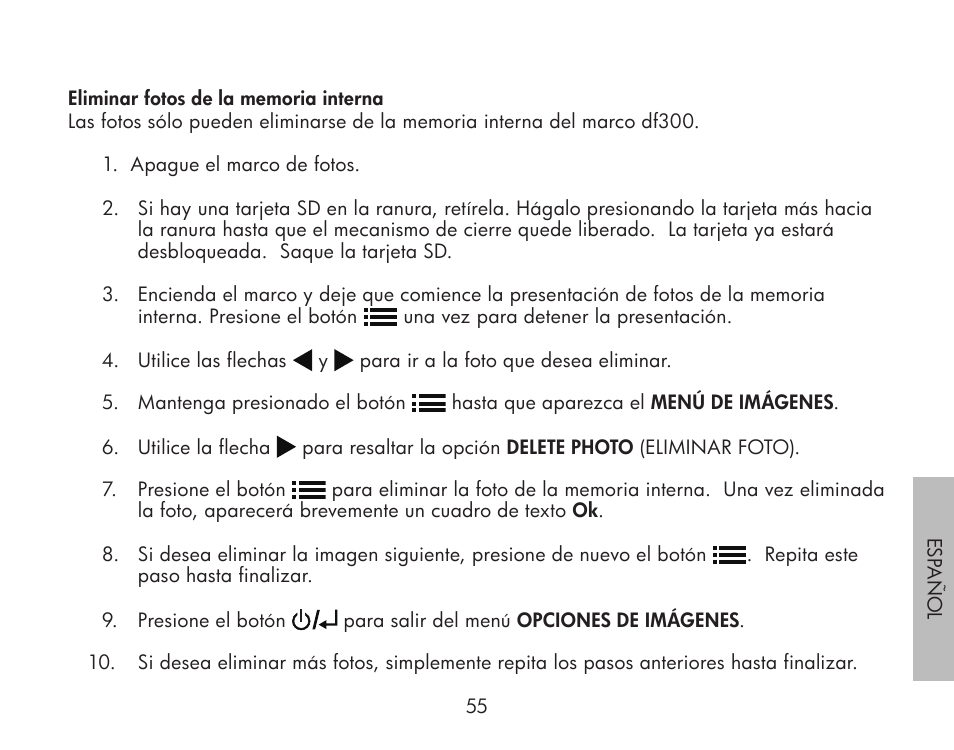 HP df300 Digital Picture Frame User Manual | Page 55 / 62