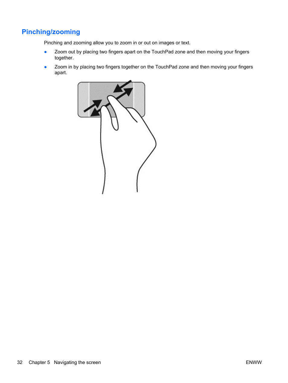 Pinching/zooming | HP Spectre 13 Pro-Notebook PC User Manual | Page 42 / 89