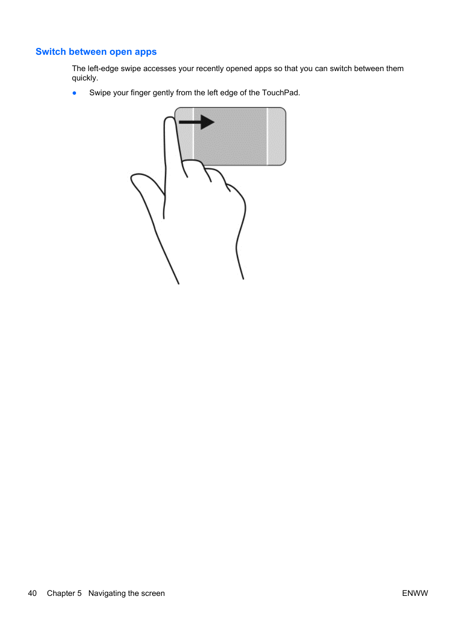 Switch between open apps | HP Spectre 13 Pro-Notebook PC User Manual | Page 50 / 89