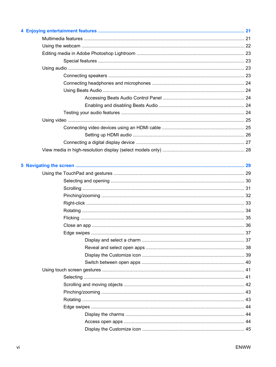 HP Spectre 13 Pro-Notebook PC User Manual | Page 6 / 89