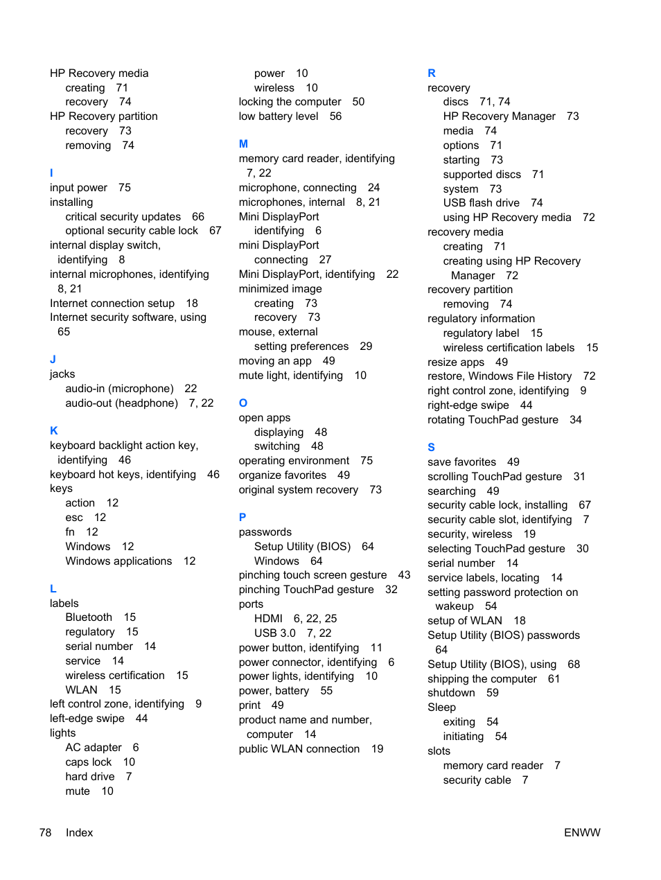 HP Spectre 13 Pro-Notebook PC User Manual | Page 88 / 89