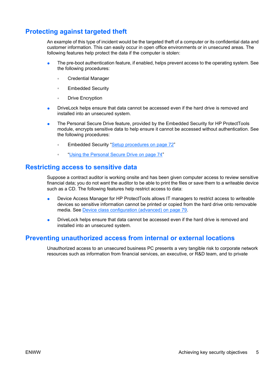 Protecting against targeted theft, Restricting access to sensitive data | HP Compaq dc7900 Small Form Factor PC User Manual | Page 15 / 110