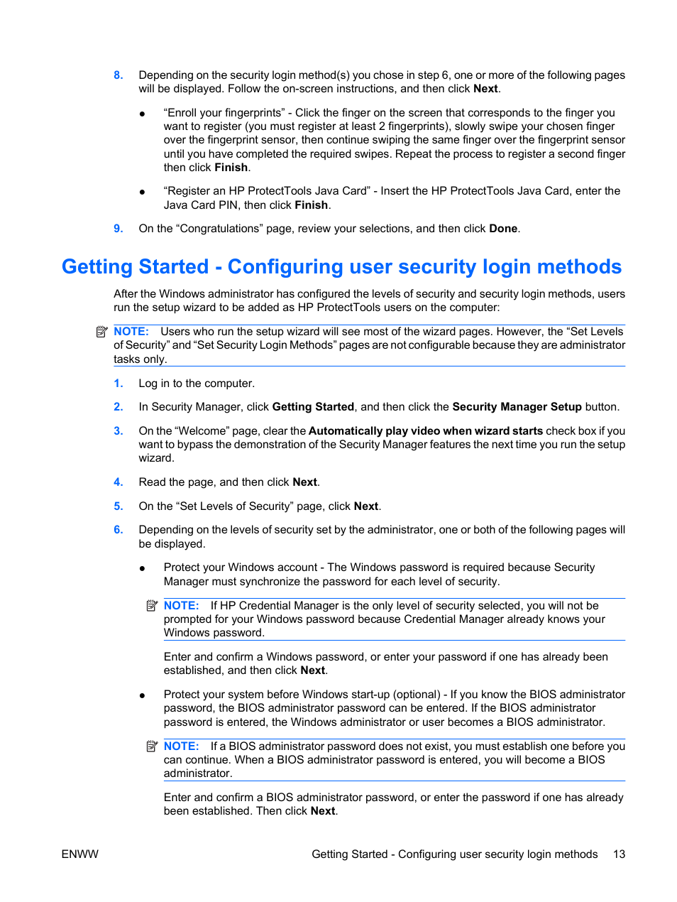 Getting started - configuring user security | HP Compaq dc7900 Small Form Factor PC User Manual | Page 23 / 110