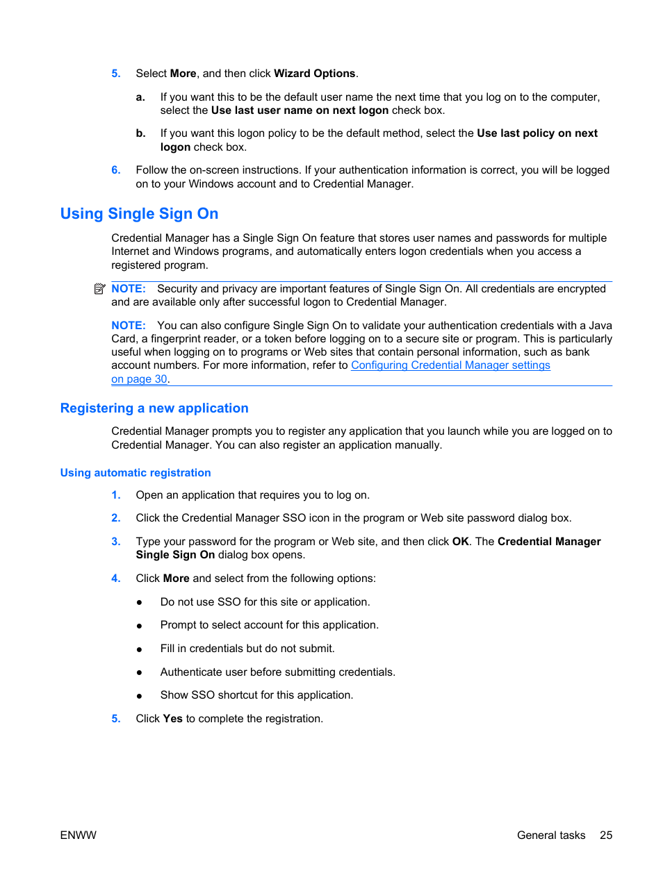 Using single sign on, Registering a new application, Using automatic registration | HP Compaq dc7900 Small Form Factor PC User Manual | Page 35 / 110