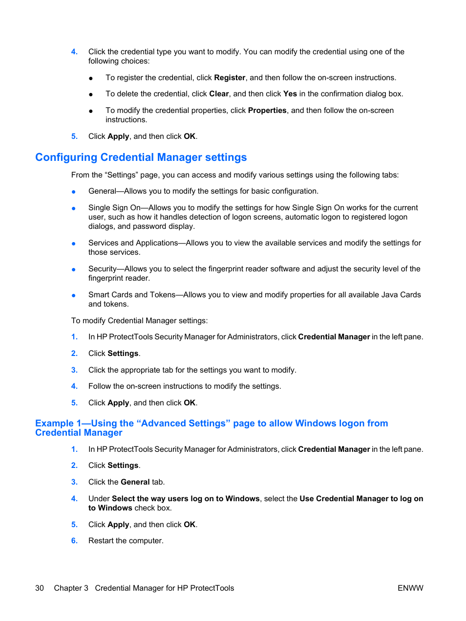 Configuring credential manager settings, Configuring credential manager | HP Compaq dc7900 Small Form Factor PC User Manual | Page 40 / 110