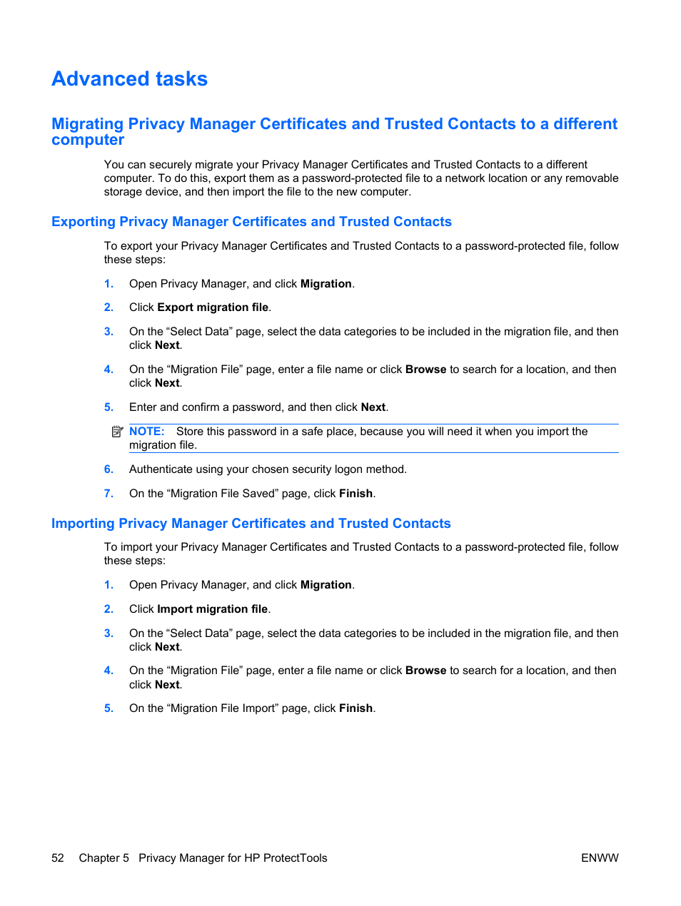 Advanced tasks | HP Compaq dc7900 Small Form Factor PC User Manual | Page 62 / 110