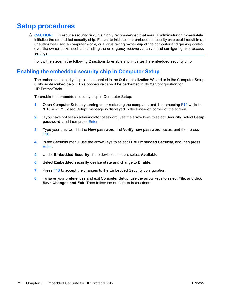 Setup procedures | HP Compaq dc7900 Small Form Factor PC User Manual | Page 82 / 110