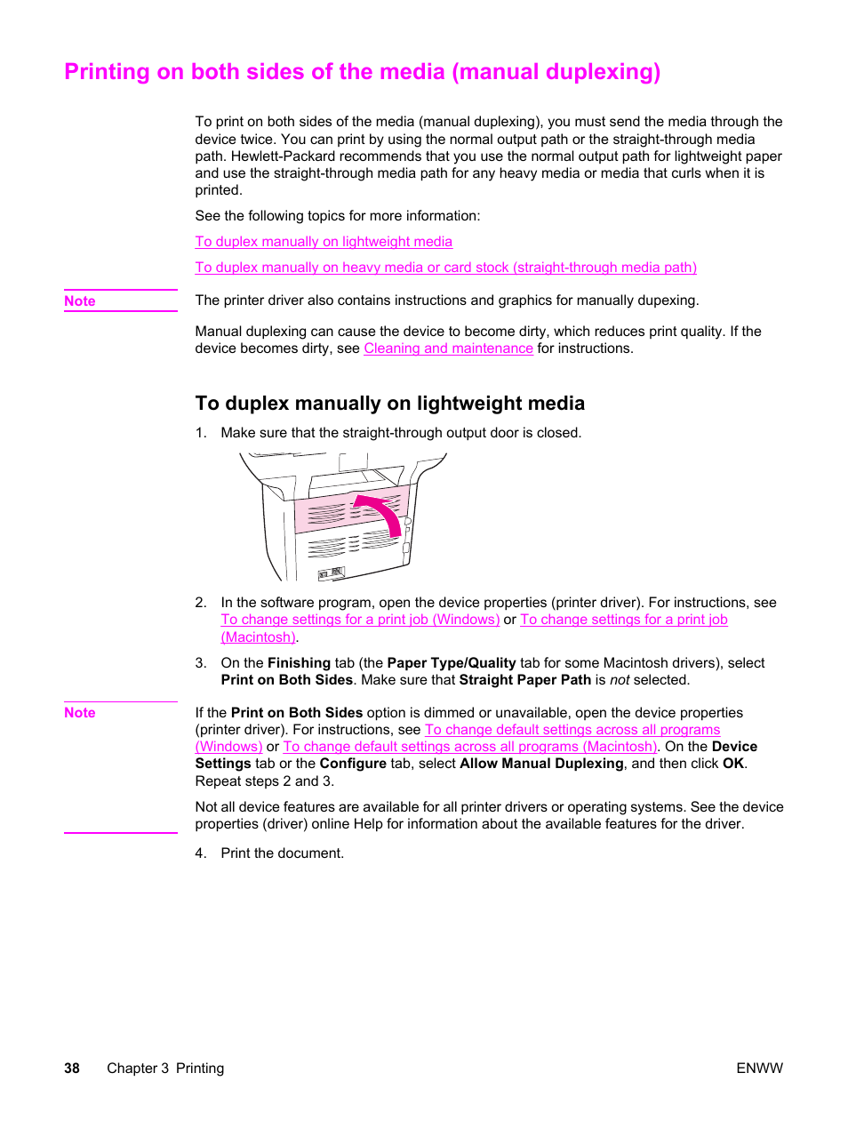 To duplex manually on lightweight media | HP LaserJet 3380 All-in-One Printer User Manual | Page 50 / 196
