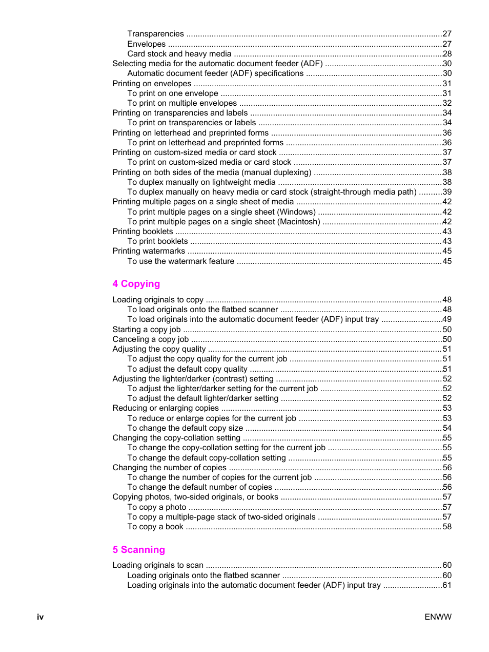 HP LaserJet 3380 All-in-One Printer User Manual | Page 6 / 196