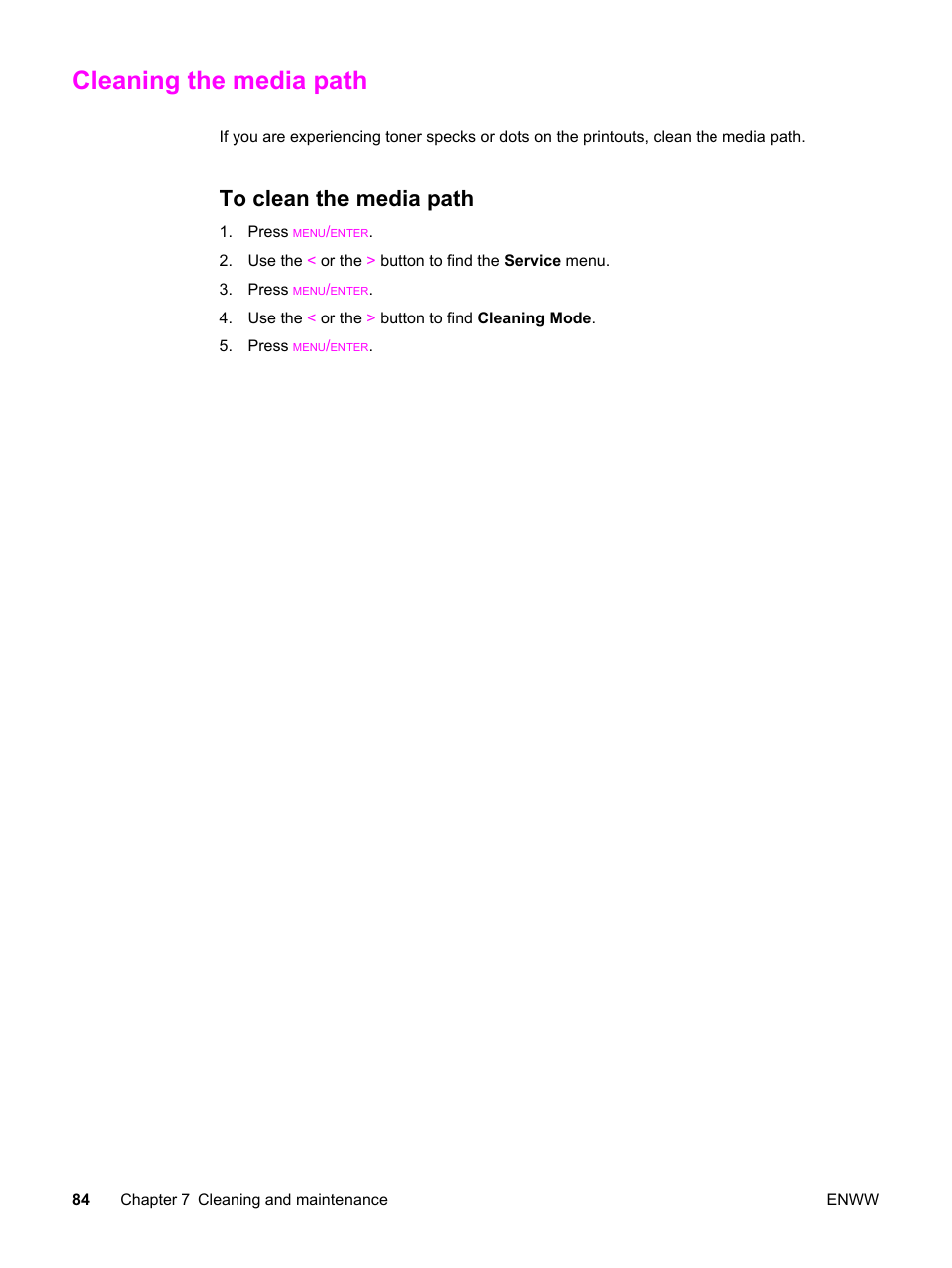 Cleaning the media path, To clean the media path | HP LaserJet 3380 All-in-One Printer User Manual | Page 96 / 196