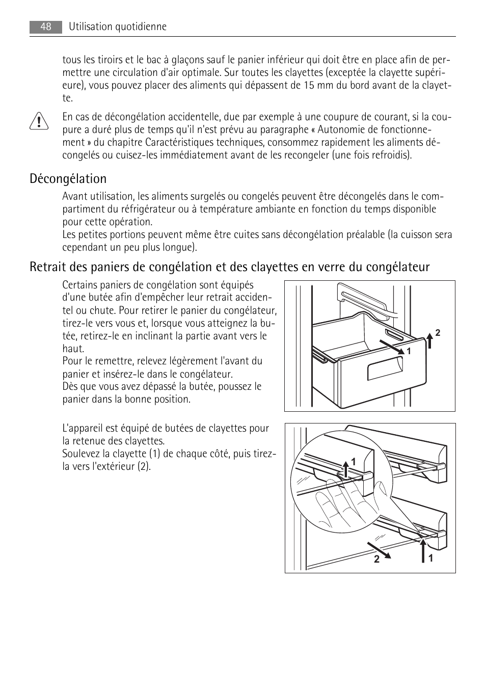 Décongélation | AEG A72010GNW0 User Manual | Page 48 / 80